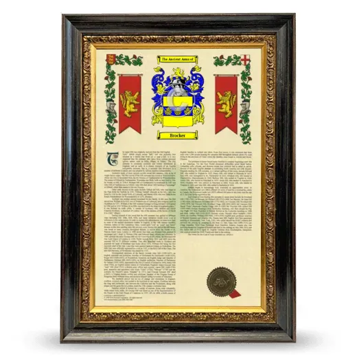 Brocker Armorial History Framed - Heirloom