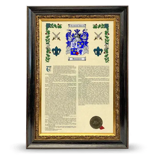 Brousseau Armorial History Framed - Heirloom