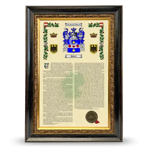 Butner Armorial History Framed - Heirloom