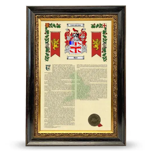 Byre Armorial History Framed - Heirloom