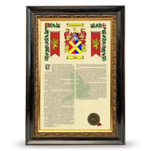 Cage Armorial History Framed - Heirloom