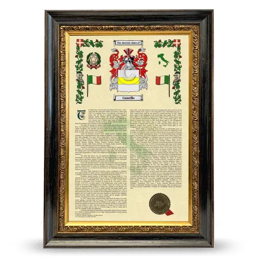 Camello Armorial History Framed - Heirloom