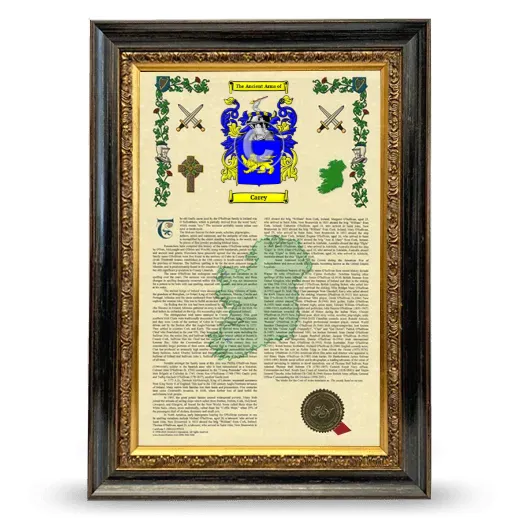 Carey Armorial History Framed - Heirloom