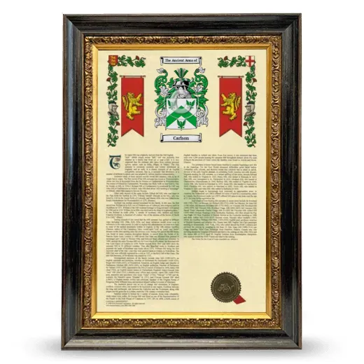 Carlson Armorial History Framed - Heirloom