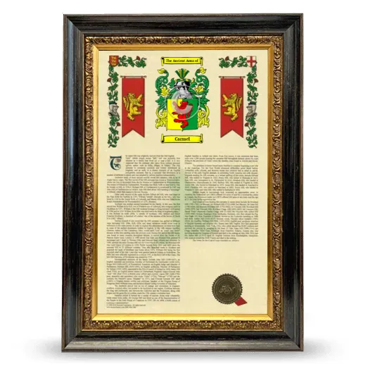 Carmel Armorial History Framed - Heirloom