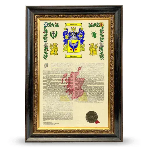 Carnegy Armorial History Framed - Heirloom