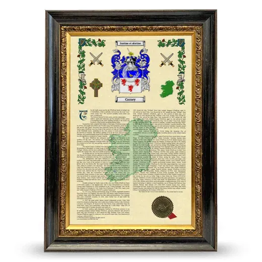 Carney Armorial History Framed - Heirloom