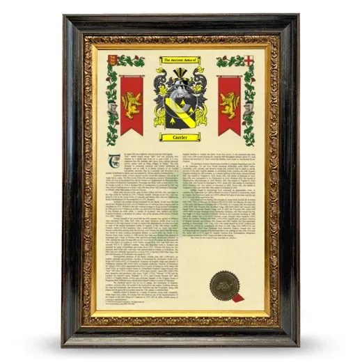 Carrier Armorial History Framed - Heirloom