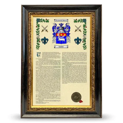 Carrier Armorial History Framed - Heirloom