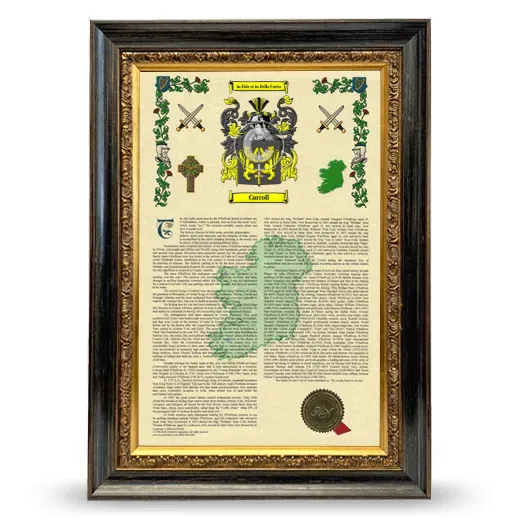 Carroll Armorial History Framed - Heirloom