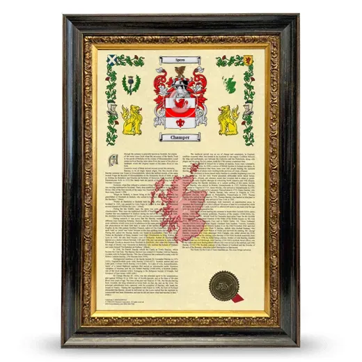 Champer Armorial History Framed - Heirloom