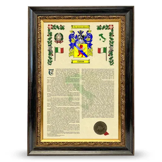 Chiarot Armorial History Framed - Heirloom