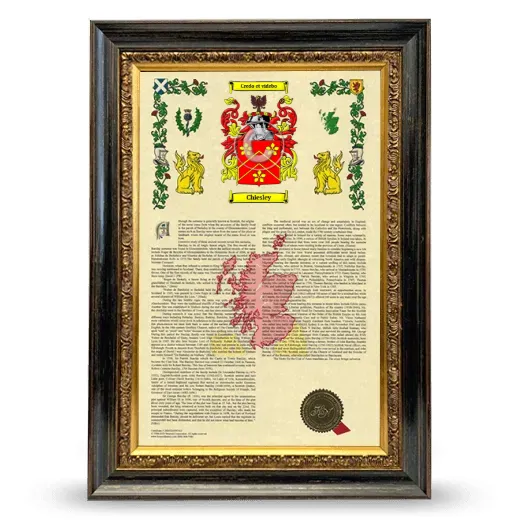 Chiesley Armorial History Framed - Heirloom