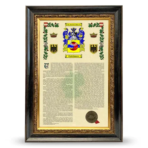 Christiansen Armorial History Framed - Heirloom