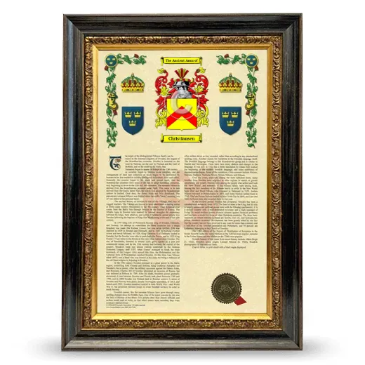Christiansen Armorial History Framed - Heirloom