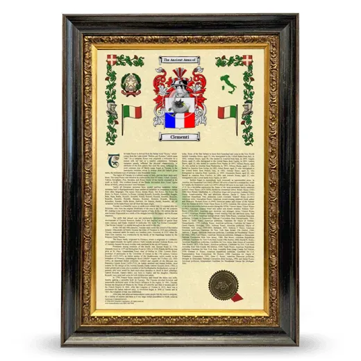 Clementi Armorial History Framed - Heirloom