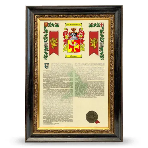 Clopton Armorial History Framed - Heirloom