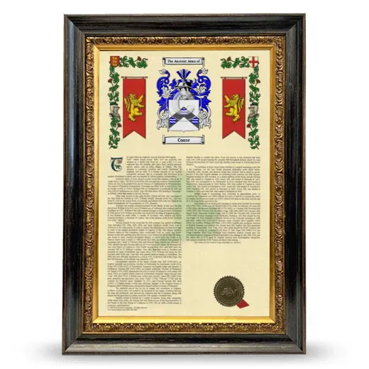 Coase Armorial History Framed - Heirloom