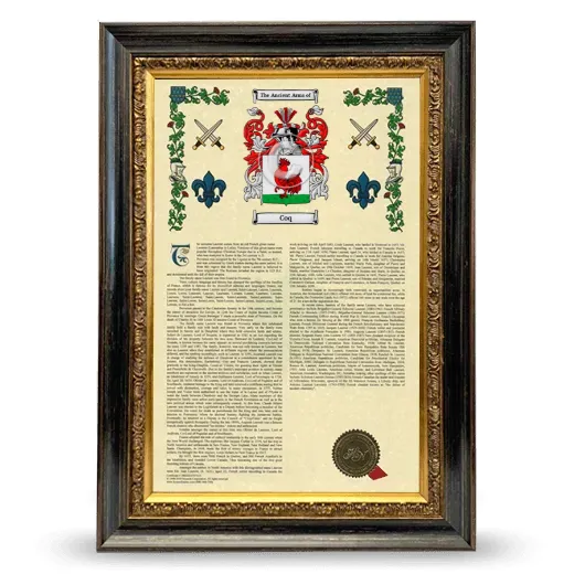 Coq Armorial History Framed - Heirloom