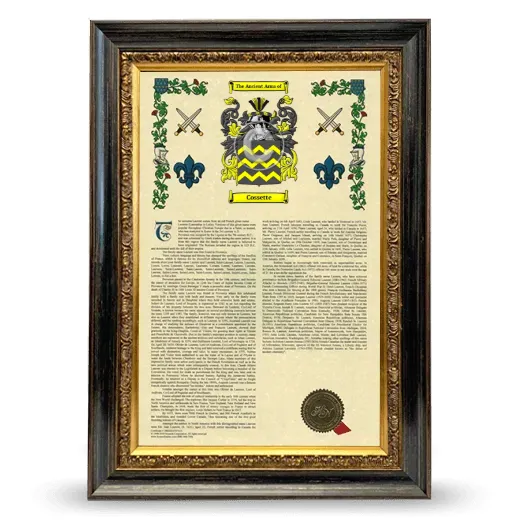 Cossette Armorial History Framed - Heirloom