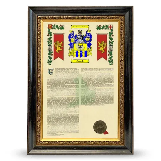 Covarde Armorial History Framed - Heirloom