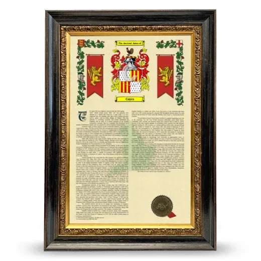 Coyes Armorial History Framed - Heirloom