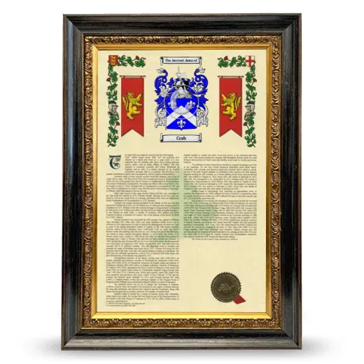 Crab Armorial History Framed - Heirloom