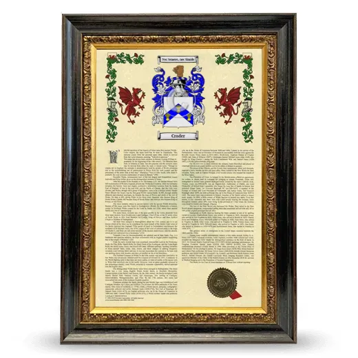 Crader Armorial History Framed - Heirloom
