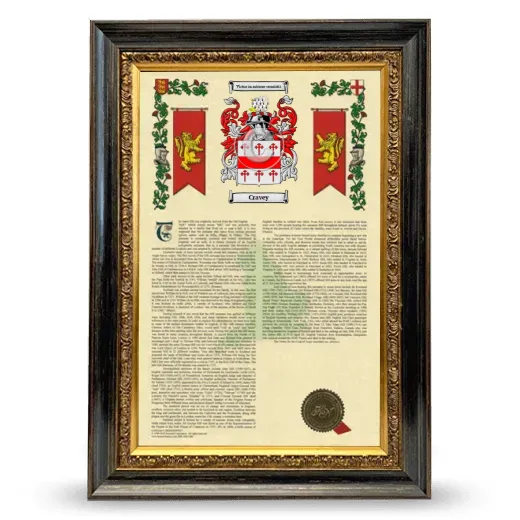 Cravey Armorial History Framed - Heirloom