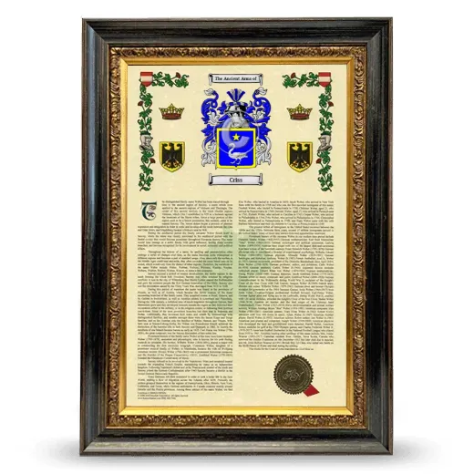 Criss Armorial History Framed - Heirloom