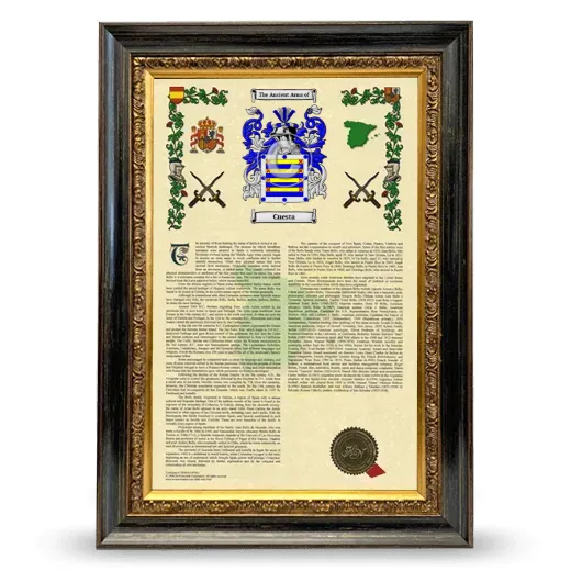 Cuesta Armorial History Framed - Heirloom