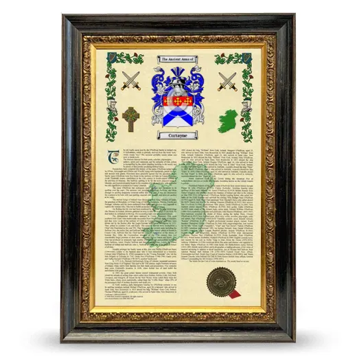 Curtayne Armorial History Framed - Heirloom
