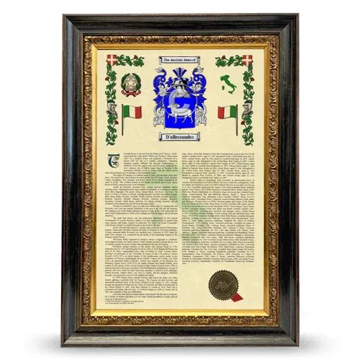 D'allessandro Armorial History Framed - Heirloom