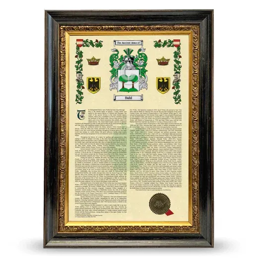 Dahl Armorial History Framed - Heirloom