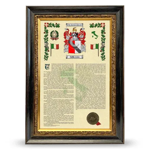 Dalla costa Armorial History Framed - Heirloom