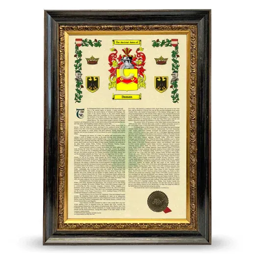 Daman Armorial History Framed - Heirloom