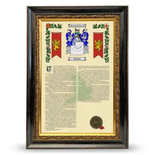 Dawson Armorial History Framed - Heirloom