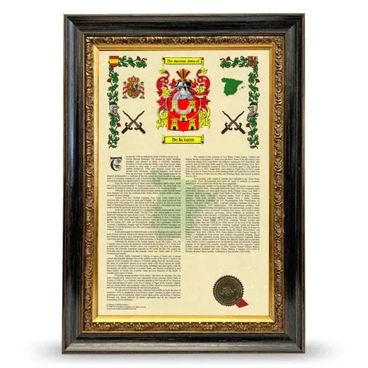 De la torre Armorial History Framed - Heirloom