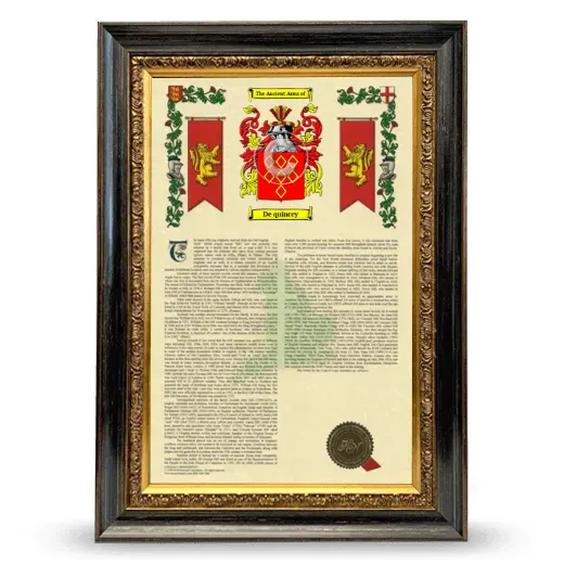 De quincey Armorial History Framed - Heirloom