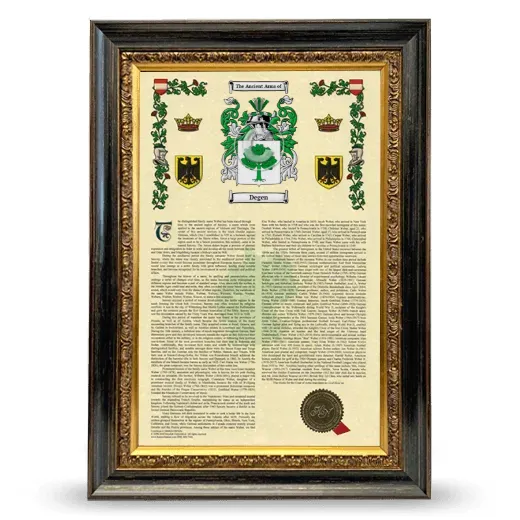 Degen Armorial History Framed - Heirloom
