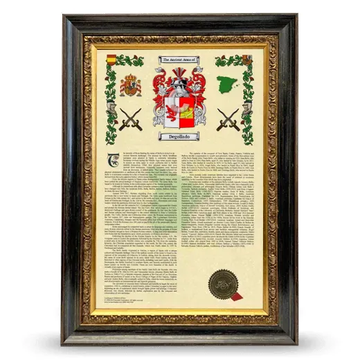 Degollado Armorial History Framed - Heirloom