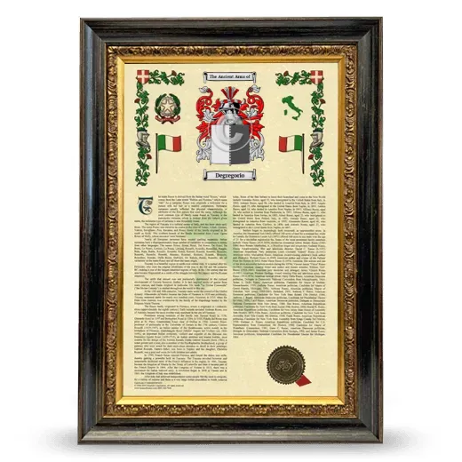 Degregorio Armorial History Framed - Heirloom