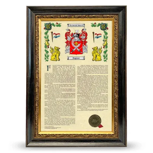 Degroot Armorial History Framed - Heirloom