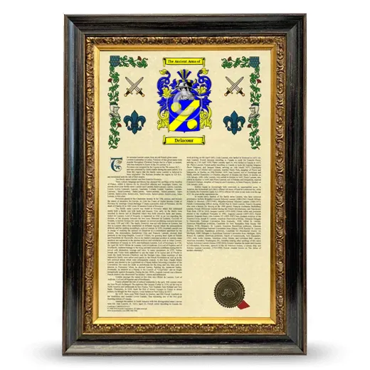 Delacour Armorial History Framed - Heirloom
