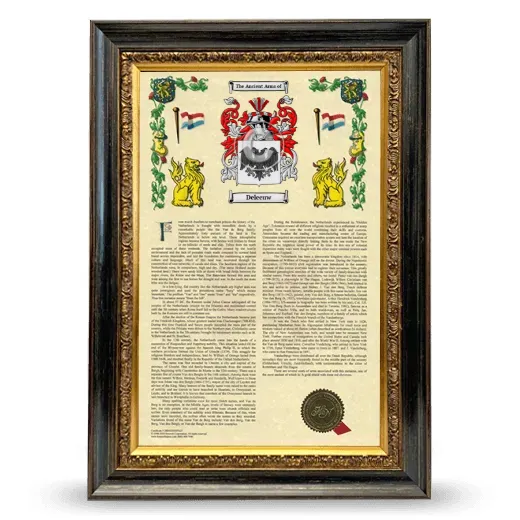 Deleeuw Armorial History Framed - Heirloom