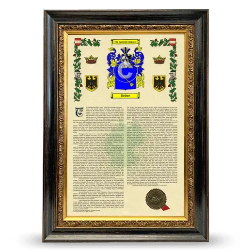 Delere Armorial History Framed - Heirloom