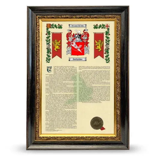 Derbyshire Armorial History Framed - Heirloom