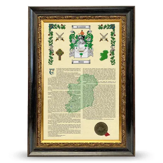 Derry Armorial History Framed - Heirloom