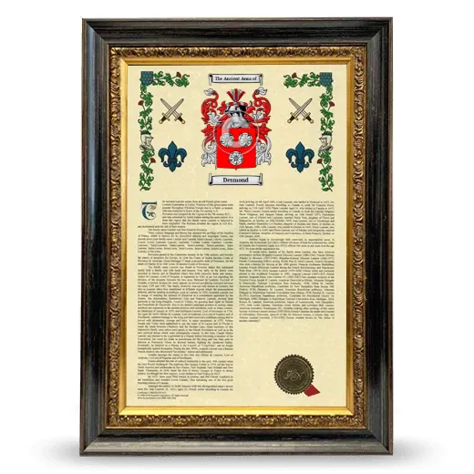 Desmond Armorial History Framed - Heirloom