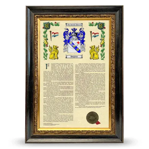 Despens Armorial History Framed - Heirloom